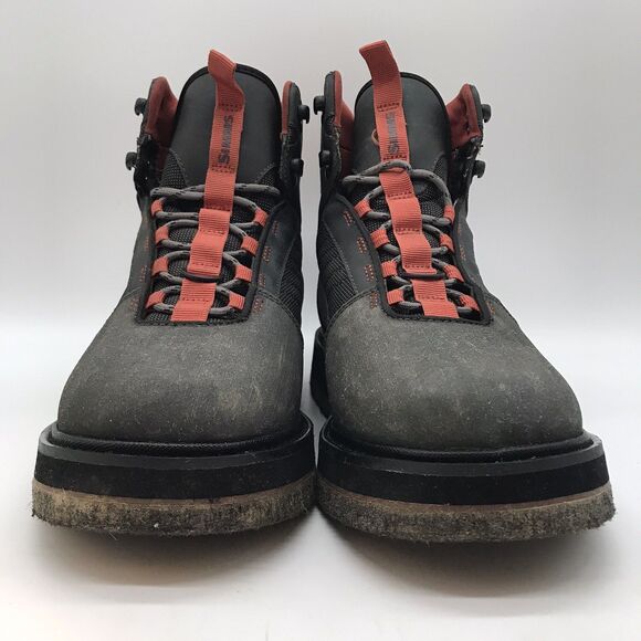 Simms Tributary Wading Boots Men's 8 Brown 12mm Felt Sole Lace Up Fishing Shoes - Picture 2 of 15